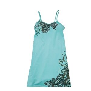 Athleta Dress Swimwear Dress Paisley Print Adjustable Straps Aqua Blue SA